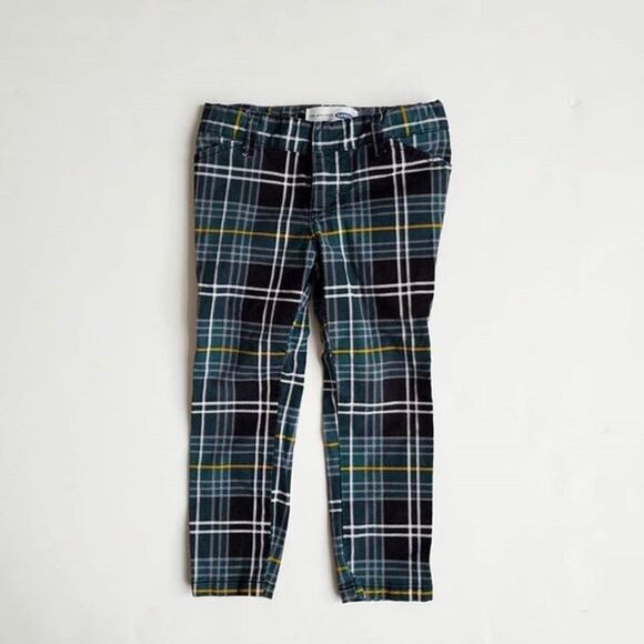 Old Navy green/black plaid mini pixie pants EUC 3T - Picture 1 of 3
